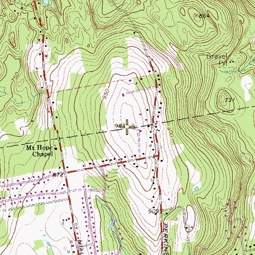 Topographic Map of Mount Hope, CT