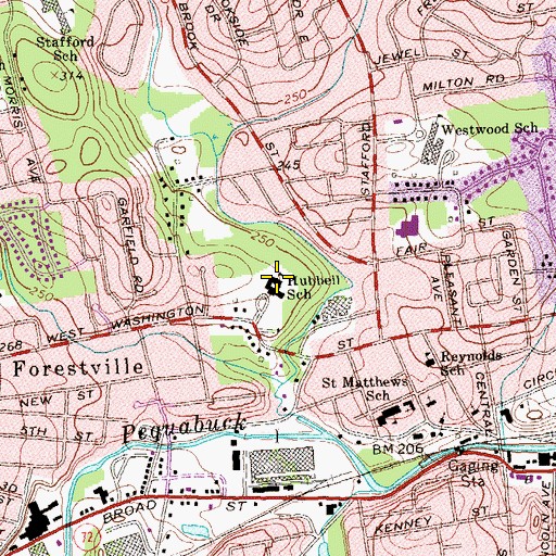 Topographic Map of Mount Zion Baptist Church, CT