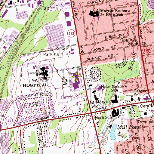 Topographic Map of Newington High School, CT