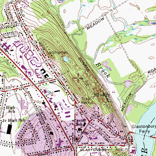 Topographic Map of Rocky Hill, CT