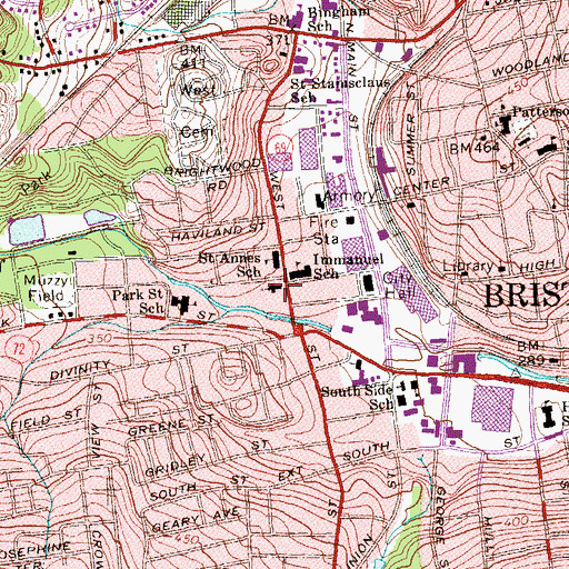 Topographic Map of Saint Anns Roman Catholic Church, CT