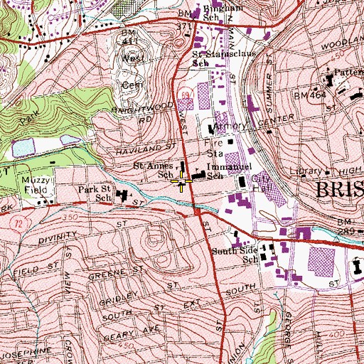 Topographic Map of Saint Anns Roman Catholic Church, CT