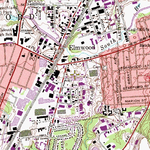 Topographic Map of Shield Street Plaza Shopping Center, CT