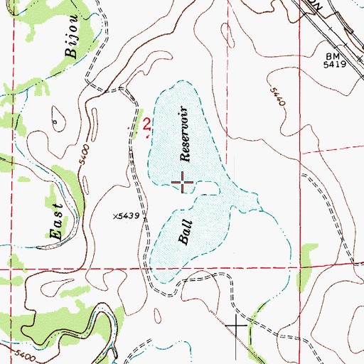 Topographic Map of Ball Reservoir, CO