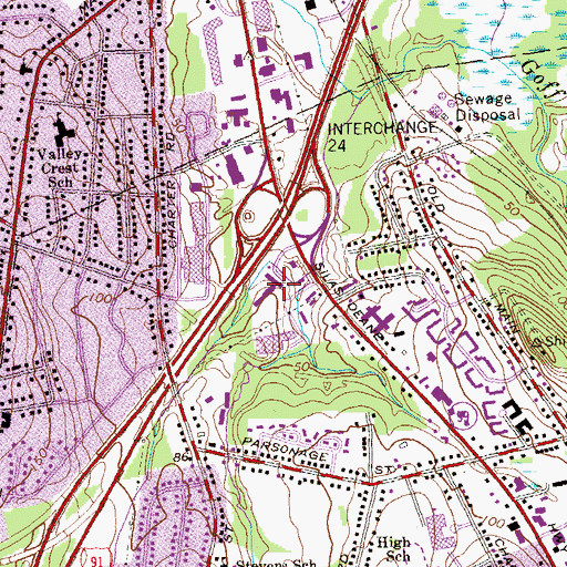 Topographic Map of Silas Deane Shops Shopping Center, CT
