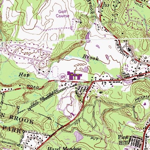 Topographic Map of Simsbury High School, CT