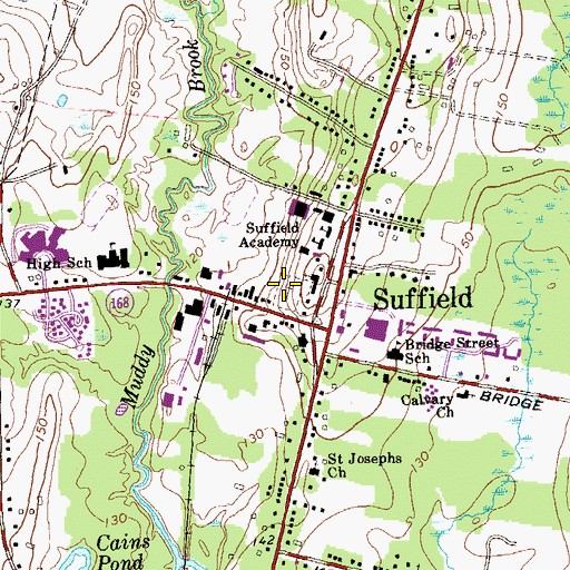 Topographic Map of Suffield Cemetery, CT