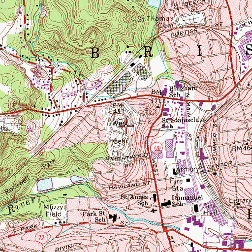 Topographic Map of West Hill, CT