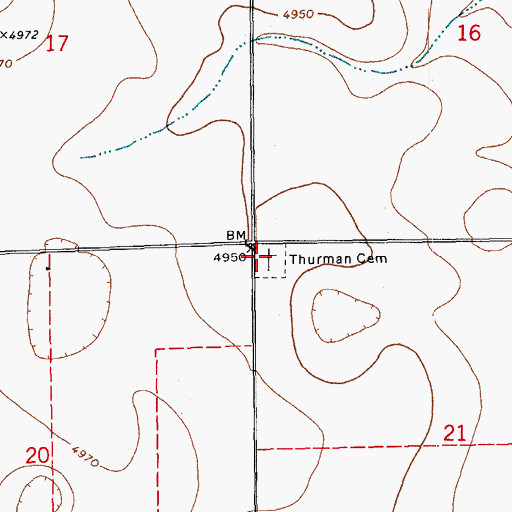 Topographic Map of Thurman Cemetery, CO