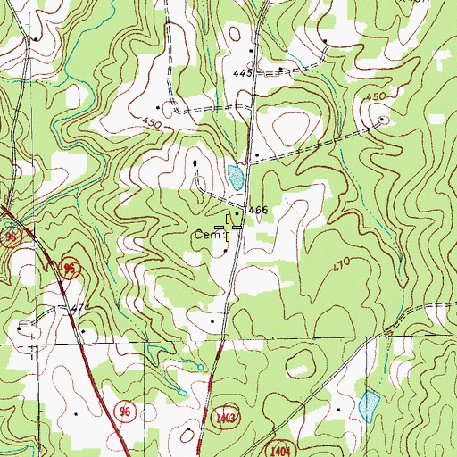 Topographic Map of Norwood Cemetery, NC