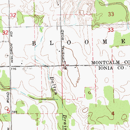 Topographic Map of Dalton Cemetery, MI
