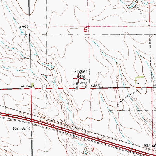 Topographic Map of Flagler Cemetery, CO