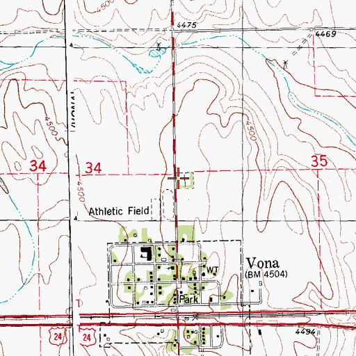 Topographic Map of Vona Cemetery, CO