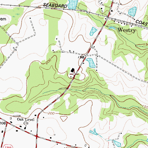 Topographic Map of Oak Level School (historical), NC