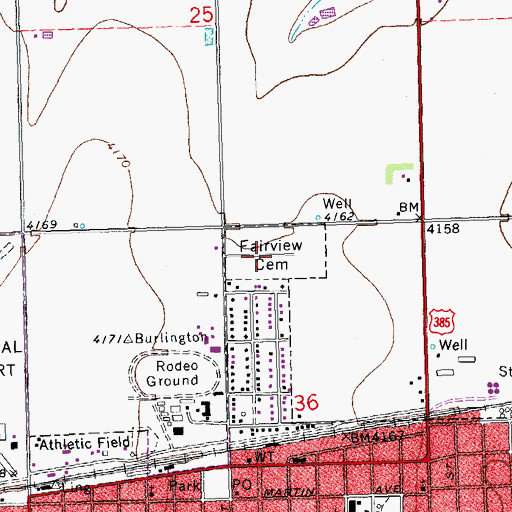 Topographic Map of Fairview Cemetery, CO