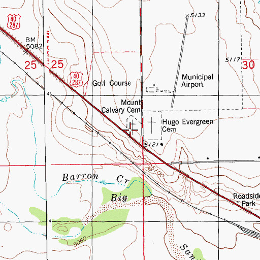 Topographic Map of Mount Calvary Cemetery, CO
