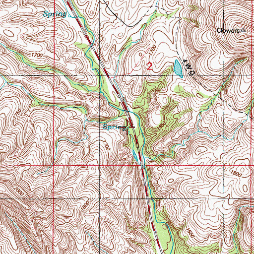 Topographic Map of Curtright Springs, OK