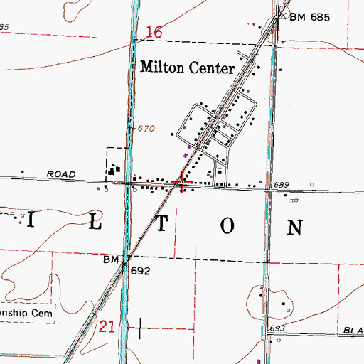 Topographic Map of Milton Center Post Office, OH