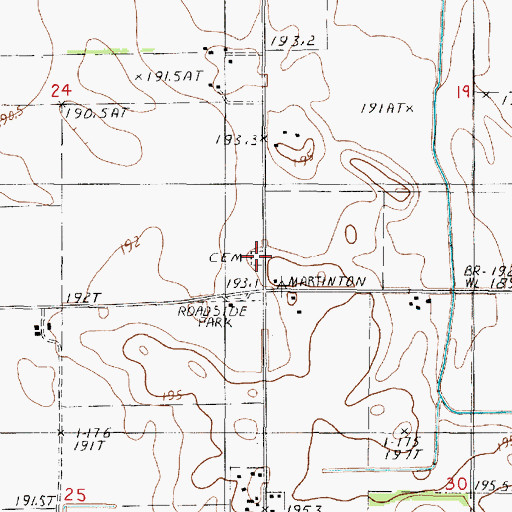 Topographic Map of Old Burg Cemetery, IL