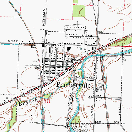 Topographic Map of Pemberville Post Office, OH