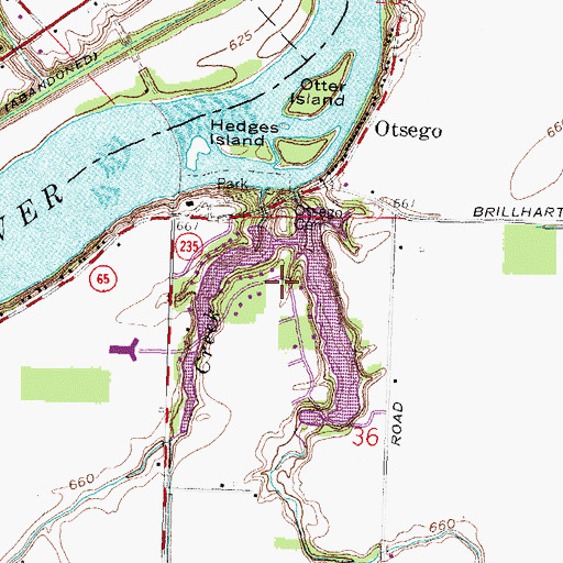 Topographic Map of Williamsburg-On-The-River, OH