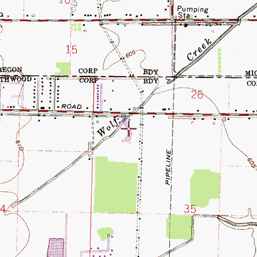 Topographic Map of Woodhurst, OH
