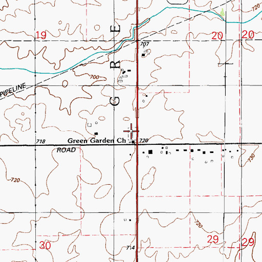 Topographic Map of Green Garden Methodist Church Cemetery, IL
