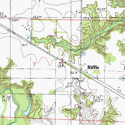 Topographic Map of Riffle Cemetery, IL