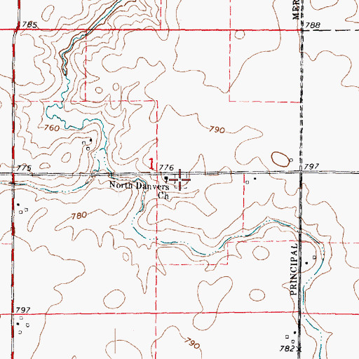Topographic Map of North Danvers Cemetery, IL