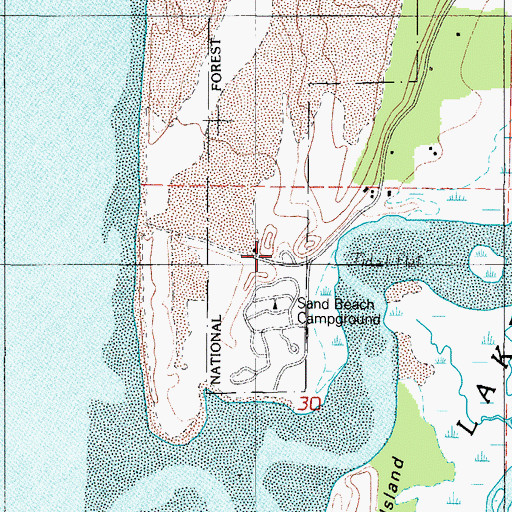Topographic Map of East Dunes Recreation Site, OR