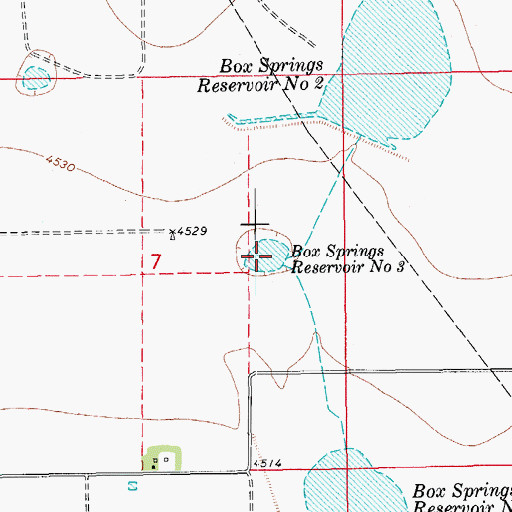 Topographic Map of Box Springs Reservoir Number 3, CO