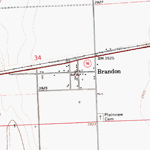 Topographic Map of Brandon, CO