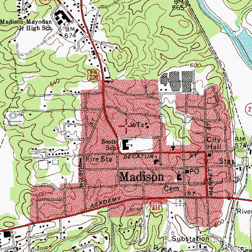 Topographic Map of Madison Post Office, NC