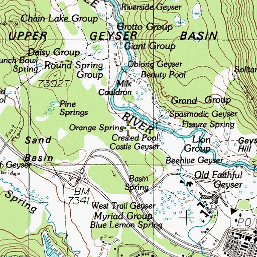 Topographic Map of Orange Spring, WY