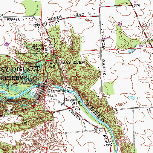 Topographic Map of Bob Siebenthaler Natural Area, OH