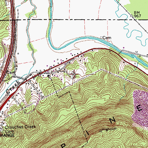 Topographic Map of Bowlin Cemetery, TN