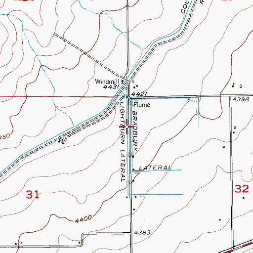 Topographic Map of Bradbury Lateral, CO