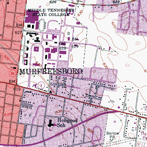 Topographic Map of Deere Hall, TN