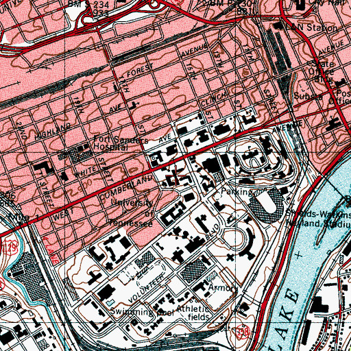 Topographic Map of Greve Hall, TN