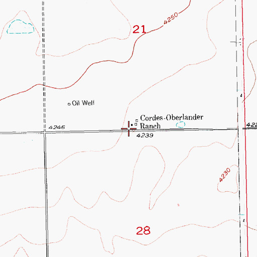 Topographic Map of Cordes-Oberlander Ranch, CO