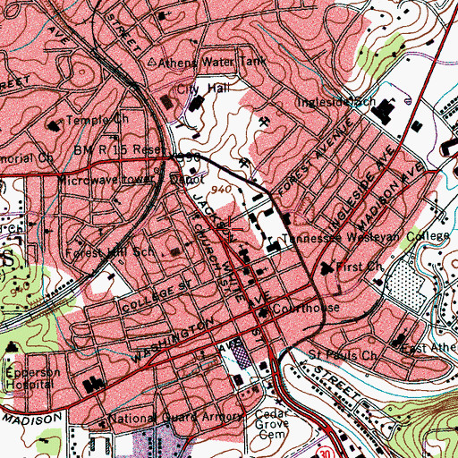 Topographic Map of Blakeslee Hall, TN