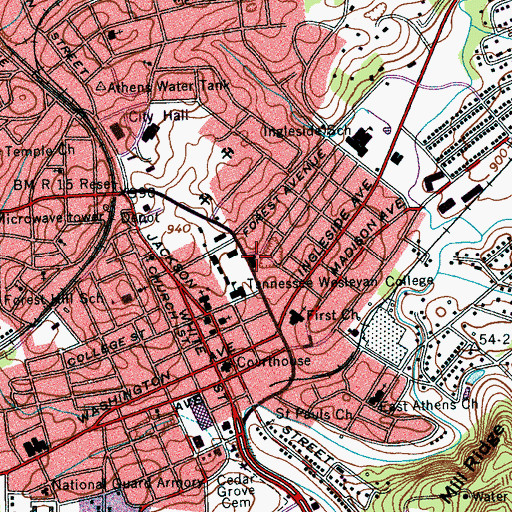 Topographic Map of James L Robb Gymnasium, TN