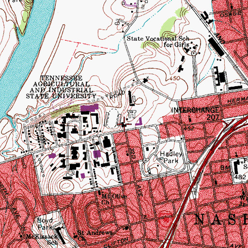 Topographic Map of Wilfred W Lawson Hall, TN