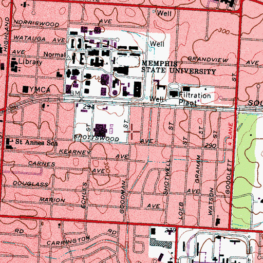 Topographic Map of Alumni Center, TN