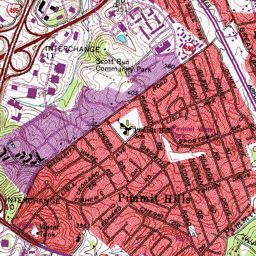 Topographic Map of Pimmit Hills Alternative High School, VA