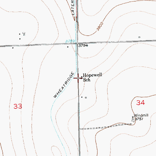 Topographic Map of Hopewell School, CO