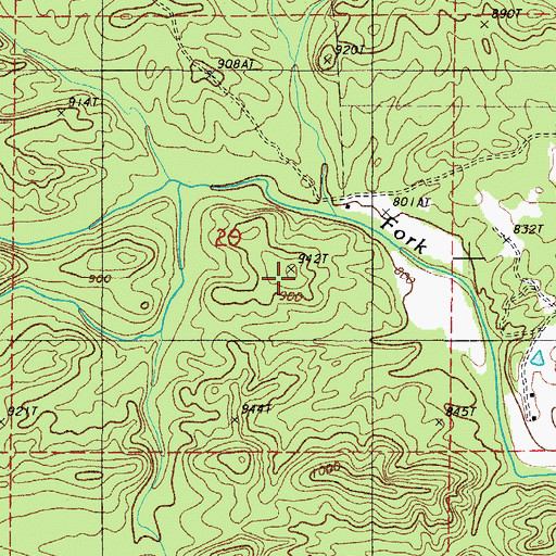 Topographic Map of North Fork Lake, AR