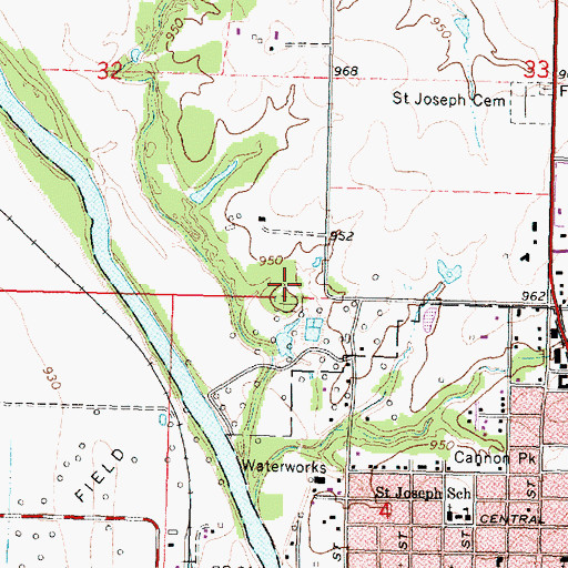 Topographic Map of Evan Young Cemetery, KS