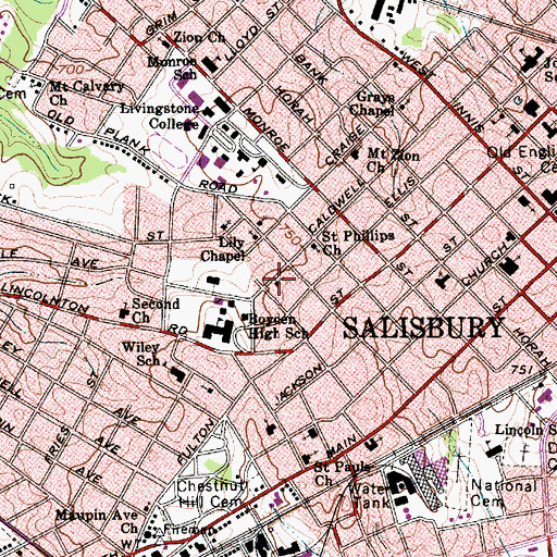 Topographic Map of Gethsemane Baptist Church, NC