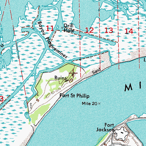 Topographic Map of Battery Pike (historical), LA